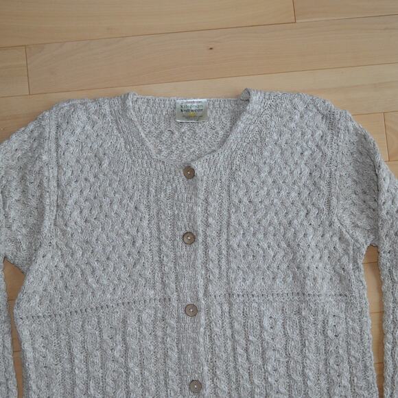 Kilronan Knitwear Irish Knit Cardigan Sweater Tan Linen Blend Size XXL - Picture 2 of 4